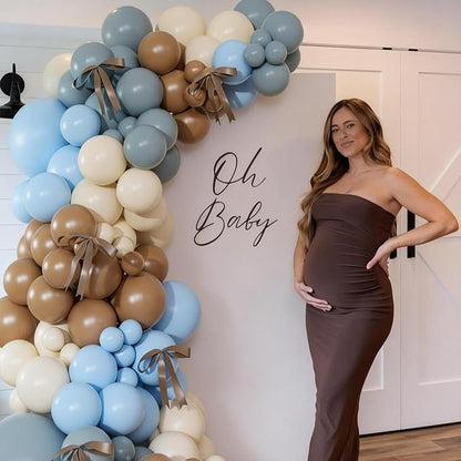 Dusty Blue Brown Balloon Arch Kit - Image 3