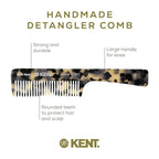 Kent 91TW Detangler Combs for Women Wide Tooth Hair Comb for Curly and Wavy Hair, Wide Tooth Combs and Wet Hair Comb, Large Handle Wide Tooth Shower Comb for Hair for Effective Detangling Kent Comb