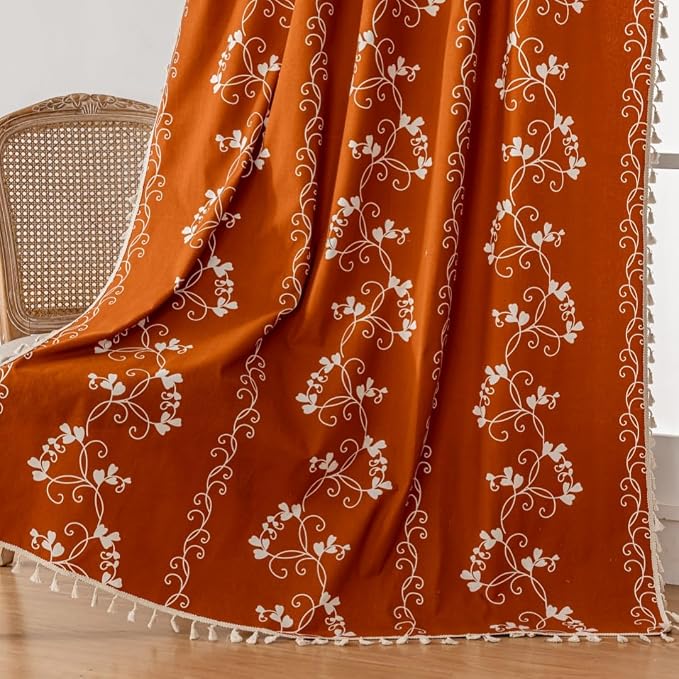Burnt Orange Curtains Bohemian Farmhouse Curtains - Image 3