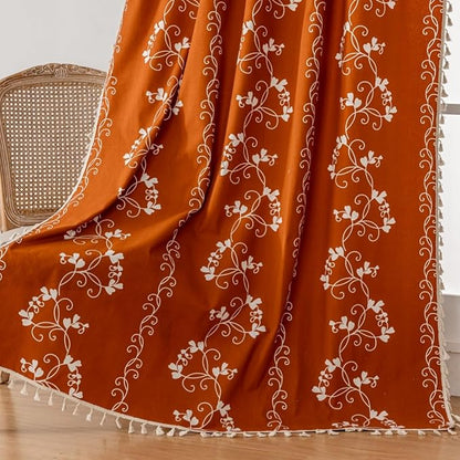 Burnt Orange Curtains Bohemian Farmhouse Curtains - Image 3
