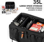 35L Camping Bag,Tactical Duffle Bag with Waterproof Bottom,Shoe Bag for Travel/Outdoor with 3 Adjustable Dividers,Picnic Camping Organizer,Multi-functional Duffel Bag for Camping/Sports/GYM