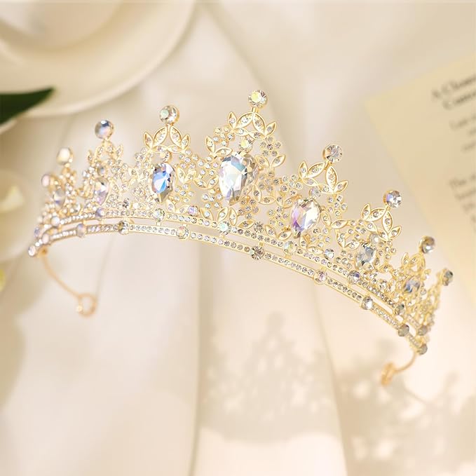Princess Tiara and Crown for Women Wedding Tiaras for Bridal Tiaras and Crystal Crowns Rhinestone Headband Metal Hair Accessories for Costume Birthday Party Prom