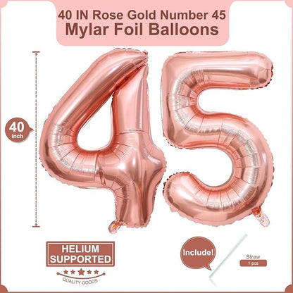 40 Inch Rose Gold 45 Balloons Giant Number 45 Balloons Rose Gold 45 Birthday - Image 2