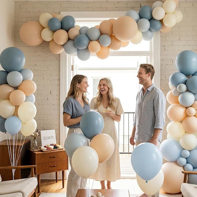 Dusty Blue Nude Beige Balloons, 12 Inch Beige Blue Blush Brown Cream Sand White - Image 7