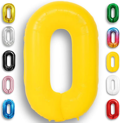 Yellow Number Balloon 0 Mylar Foil Macaron Balloons 40 inch by Unknown