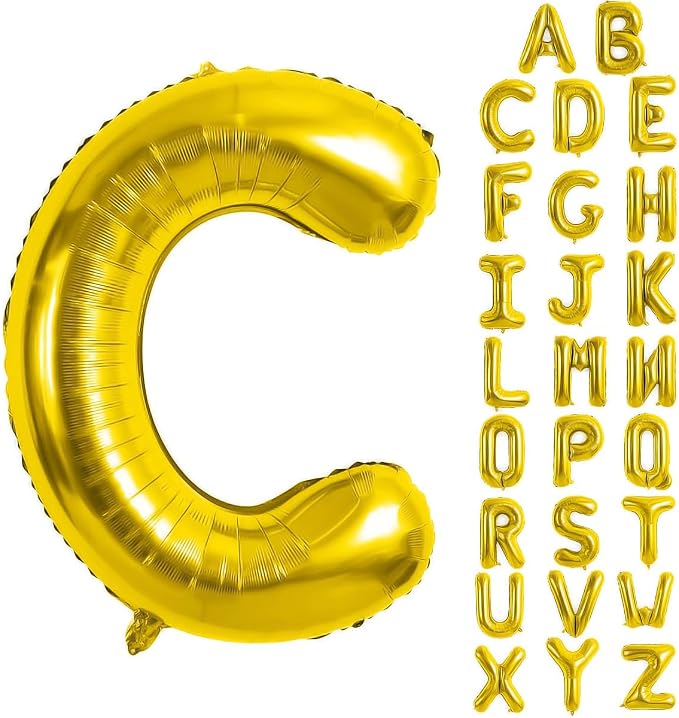 Gold Letter Balloons 40 Inch Large Letter C Balloon Aluminum | Foil Mylar Big by YUNSHANGMO
