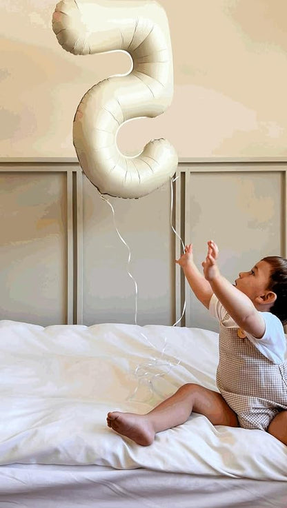 7 Balloon - Cream Birthday Number Balloons, 40 Inch Decorations Men Women | - Image 9