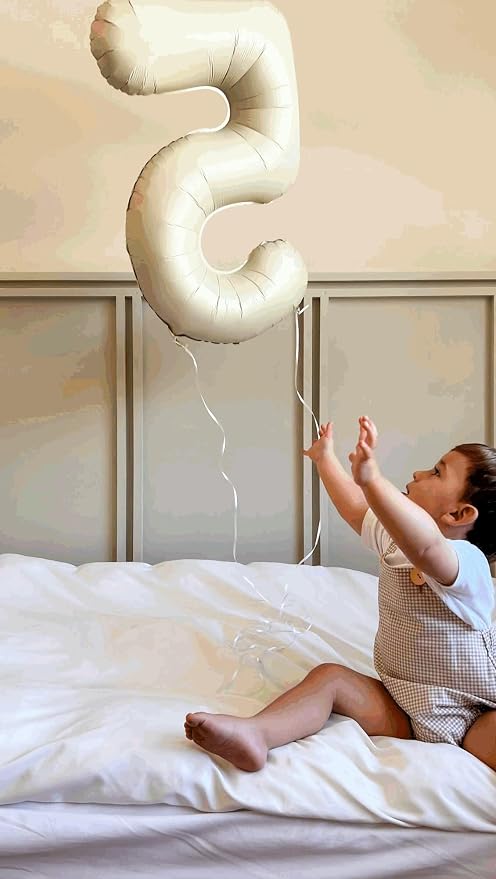 2 Balloon - Cream Birthday Number Balloons, 40 Inch Decorations Men Women | - Image 4