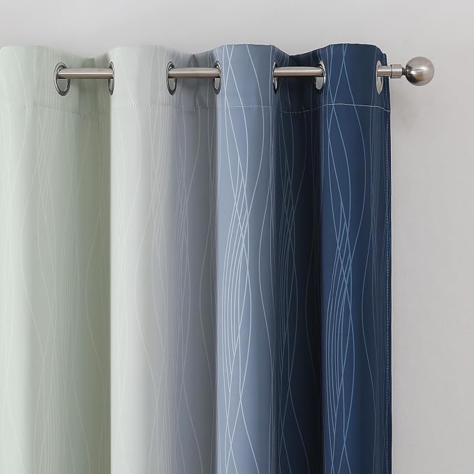Sage Green and Navy Blue Blackout Curtains - Image 4