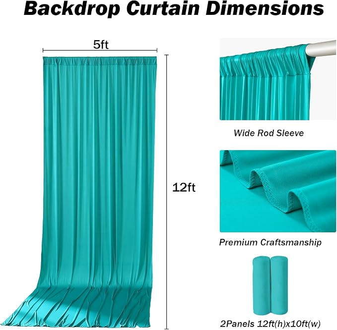 10x12 ft Turquoise Backdrop Curtains - Image 8