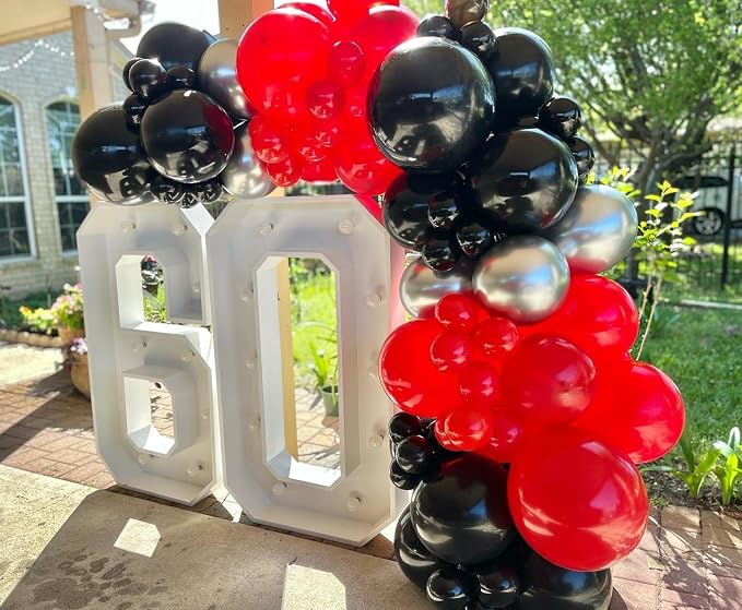 Red and Black Silver Balloon Arch Kit - Image 5