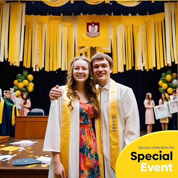 8 Yellow Streamers with White, 656ft Pack of Crepe Paper Party Decorations | - Image 7