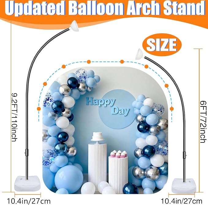 Balloon Arch Kit for Party Birthday Decoration 9.2FT & 6FT | Black Bendable - Image 3