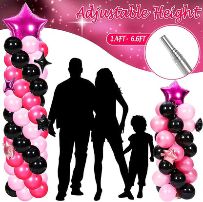 Gejoy 110 Pcs Pink Rose Red Black Balloons Column Stand Kit Adjustable Tower - Image 3