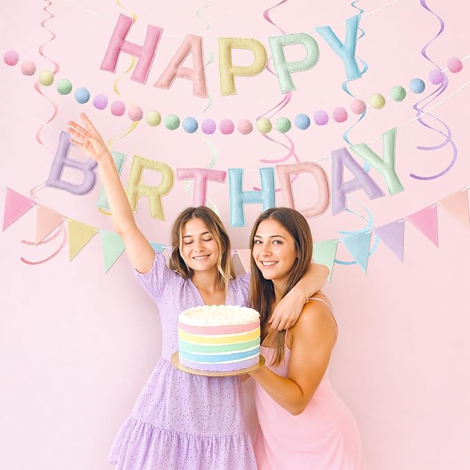 Kriyokiaa Pastel Happy Birthday Banner Set - Image 2