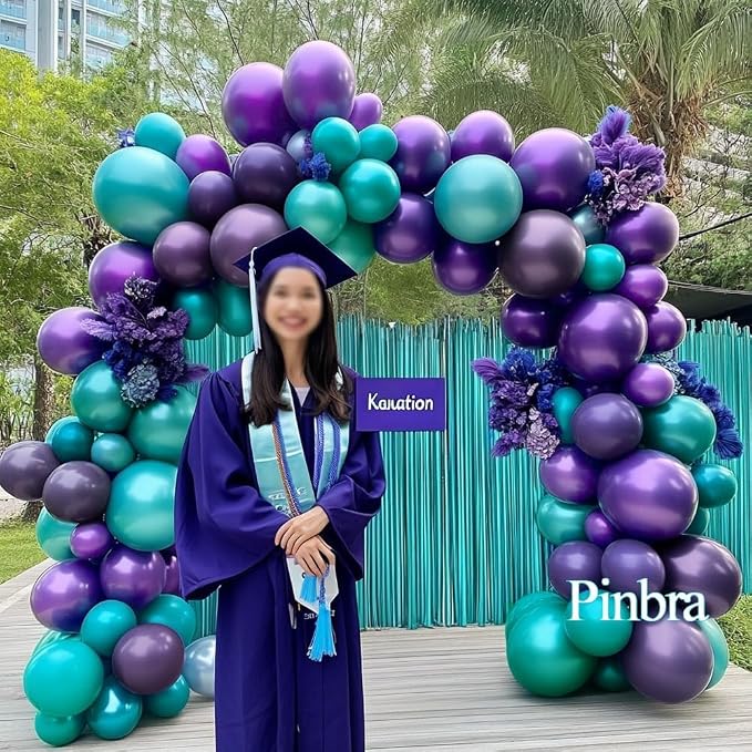 Purple Teal Balloon Garland Double Stuffed Dark Purple Blue Turquoise Green - Image 8