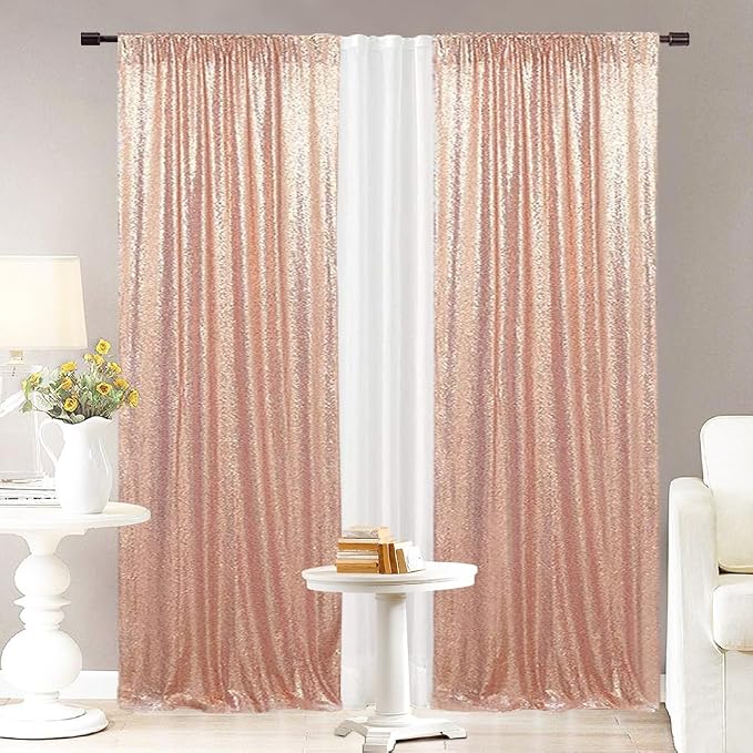 Eternal Beauty Rose Gold 3mm Sequin Backdrop 2x8 Ft 2 Pack Wedding | Dense - Image 4
