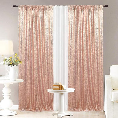 Eternal Beauty Rose Gold 3mm Sequin Backdrop 2x8 Ft 2 Pack Wedding | Dense - Image 4