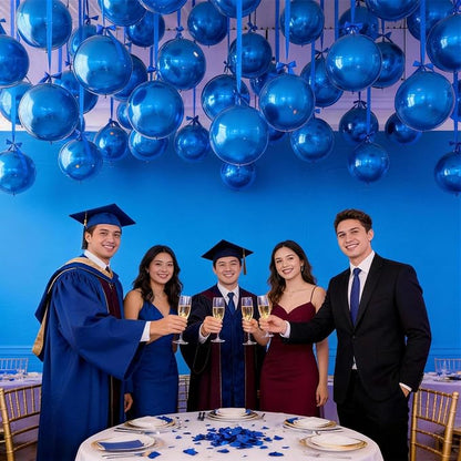 Biapian 12Pcs Dark Blue Round Foil Balloons, Big Blue Metallic Balloons - Image 7