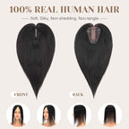 S-noilite Hair Toppers for Women Real Human Hair 3D 360° Cover Clip in 100% Real Human Hair Toppers 3″*4″ Clip in Silk Base 10 inch Jet Black