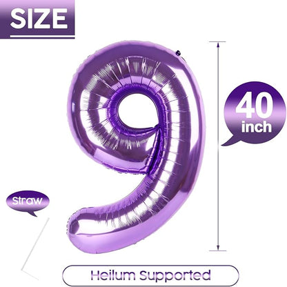 9 Balloon - Purple Birthday Number Balloons, 40 Inch Decorations Men Women | - Image 5