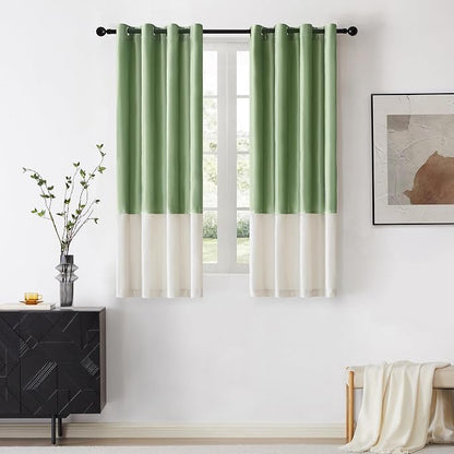 BULBUL Luxury Color Block Velvet Curtains 63 inch by ModernShinyVelvetCurtains