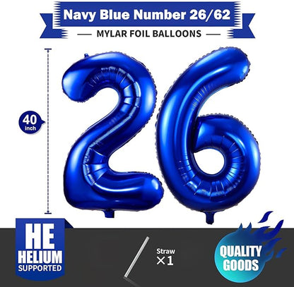 Navy Blue 26 Balloon Numbers, 40 Inch Dark Blue 26 or 62 Birthday Balloons - Image 2