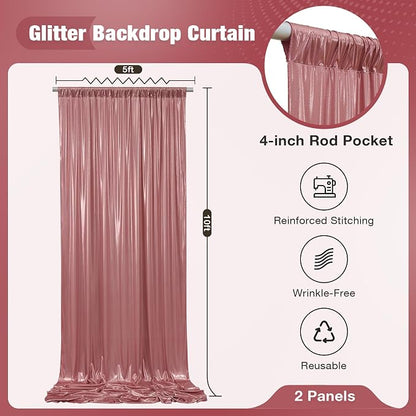 10x10FT Rose Gold Sequin Backdrop Curtain - Image 5