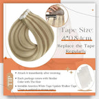 Full Shine Tape in Hair Extensions 24 Inch Double Sided Tapes Color 16 Highlighted 22 Blonde Remy Hair Extension Real Human Hair Skin Weft for Women Natural Straight 20 Pcs 50 Gram Add Length