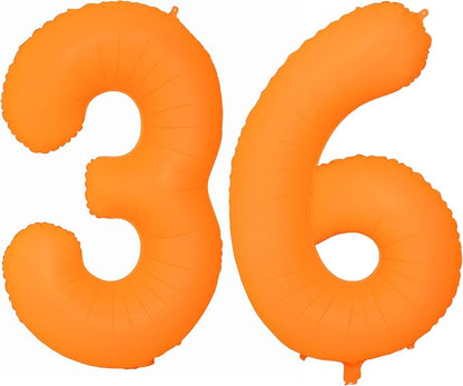 Orange Birthday Number 36 Balloon 40IN Fluorescent Orange 63 Balloon | by YOIOZAIZAI
