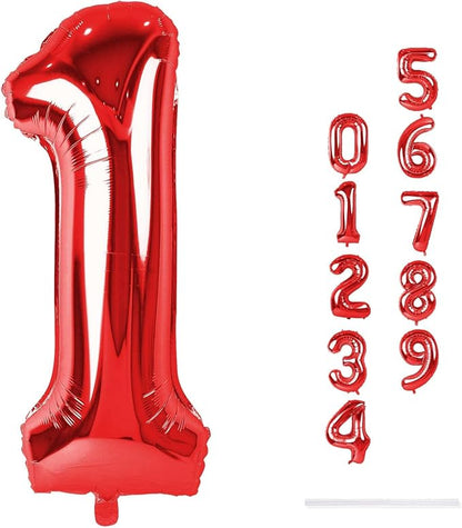Red Number 1 Balloons, 40 Inch Large Foil Number Balloons Set 0-9 - Image 9