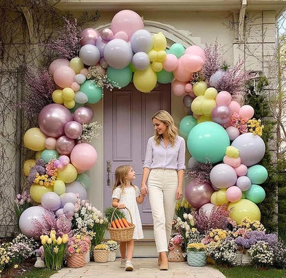 Pastel Balloon Garland Arch Kit Double Stuffed, Baby Pink Purple Yellow Green - Image 6
