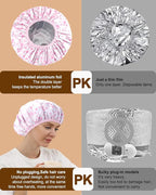 YIZIJIZI 2 Pieces Heat Cap for Deep Conditioning, Conditioning Cap Made of Aluminum Foil for Home and Salon Use, Hair Dyeing（Pink heart）