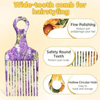 2 Pcs Afro Pick Comb for Natural Curly Hair,Portable Styling Hair Pick for Travel,Anti-Static,Cute Afro Comb for Women Men and Girls(Yellow-T12)