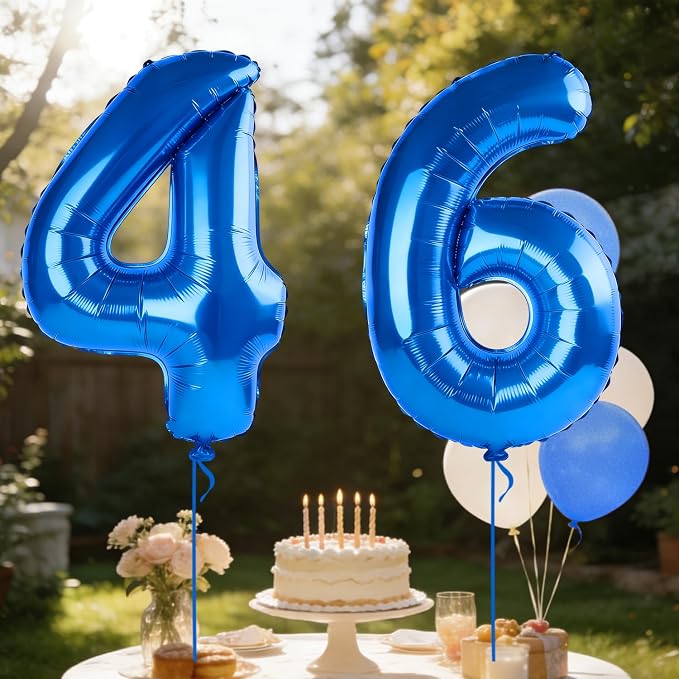 40 Inch Number 46 Balloons for 46th Birthday Party Decorations, 0-100 Dark Blue - Image 3