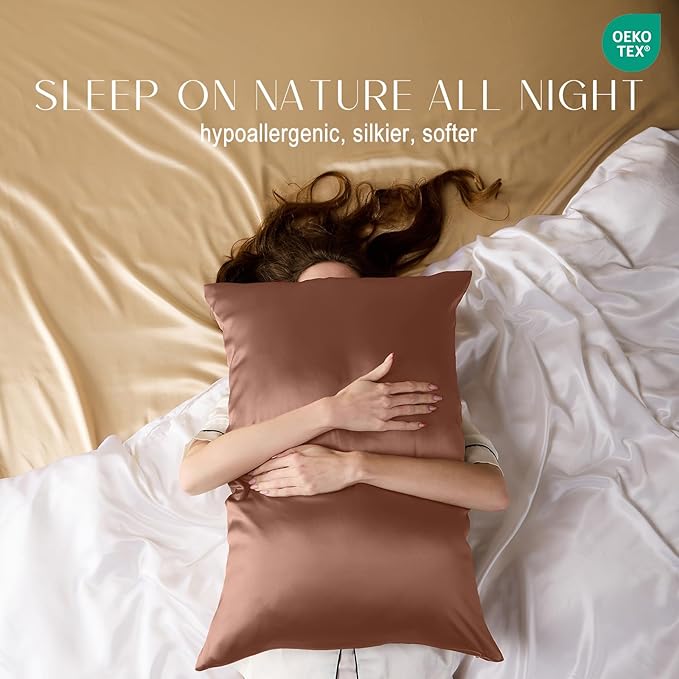 ZIMASILK 100% Pure Mulberry Silk Pillowcase for Hair and Skin Health,Soft and Smooth,Both Sides Premium Grade 6A Silk,600 Thread Count,with Hidden Zipper,1pc (King 20''x36'',Mocha)