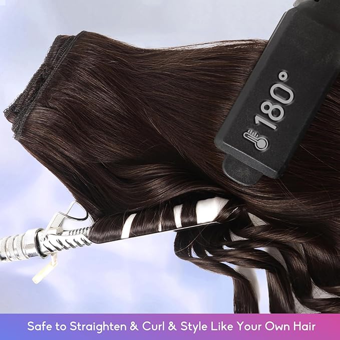 Dark Brown Clip in Hair Extensions Real Human Hair Invisible Seamless Remy Human Hair Clip in Extensions for Women 14Inch 75g, 8pcs Per Set with Double Weft