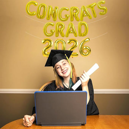 TONIFUL Graduation Balloons 16 Inch Gold Congrats Grad Balloons 16 Inch Gold - Image 4