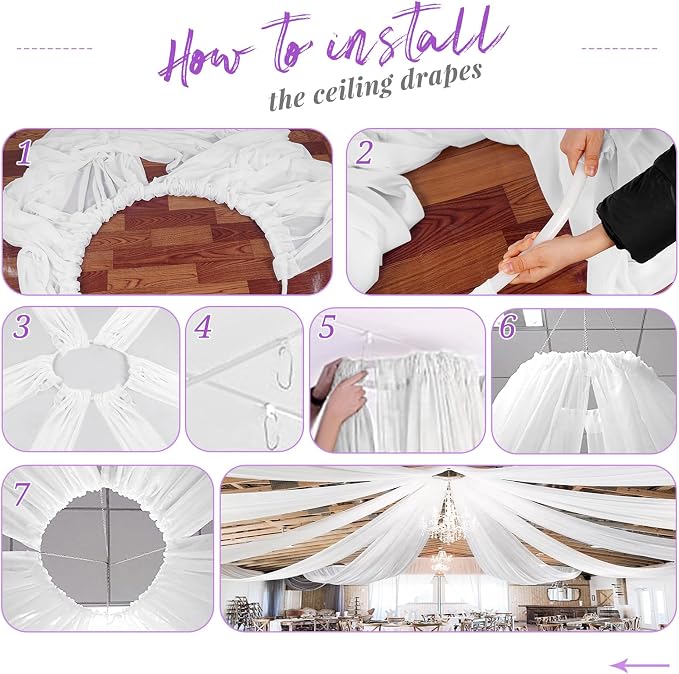6 Panel White Wedding Drapes - Image 7