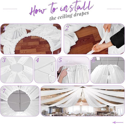 6 Panel White Wedding Drapes - Image 7