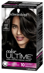 Schwarzkopf Color Ultime 1.1 Raven Black Hair Dye, Permanent Intense Black with Diamond Brilliance, Fade-Resistant, Covers Grays, All Hair Textures