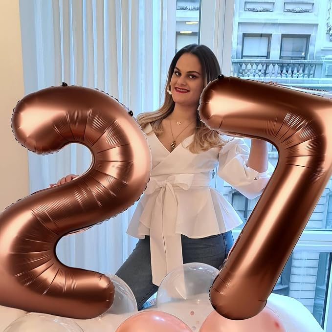 40 Inch Number 8 Balloon, Coffee Brown Birthday Decorations - Image 3