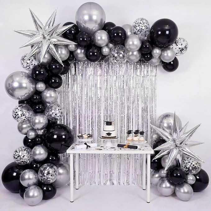 Capoda 148 Pcs Black and Silver Balloon Garland Arch Kit Modern Party Birthday - Image 5