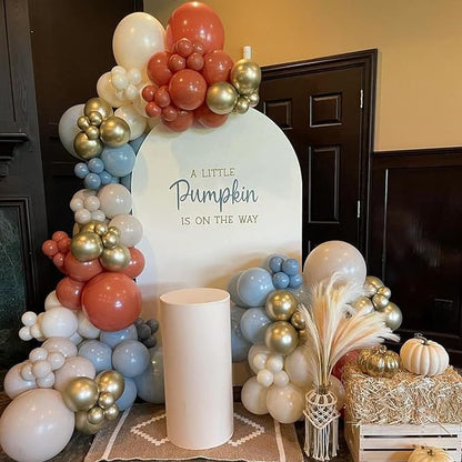 Fall Balloon Arch Kit for Little Pumpkin Baby Shower Decorations | Dusty Blue - Image 6