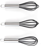Hair Color Whisk Set - 3 Silicone Mixers with Stainless Steel Handles - Hair Dye Whisks for Blending Color in Salon or Home Use - Professional Hair Color Mixing Tools