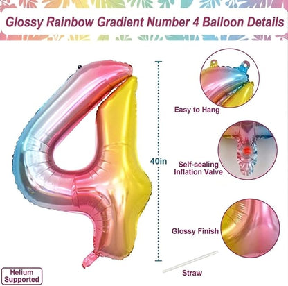 Rainbow Ombre Number 14 Balloon 40Inch Pastel Foil Decor - Image 4