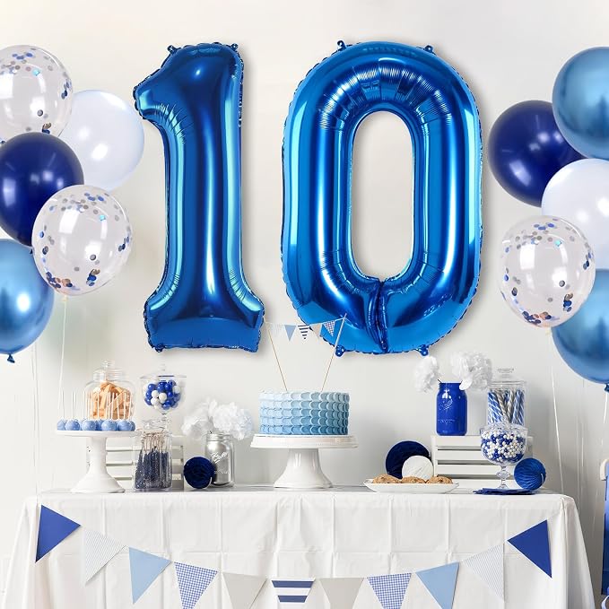 Dark Blue Number 10 Balloon, Large 40 Inch - Image 5