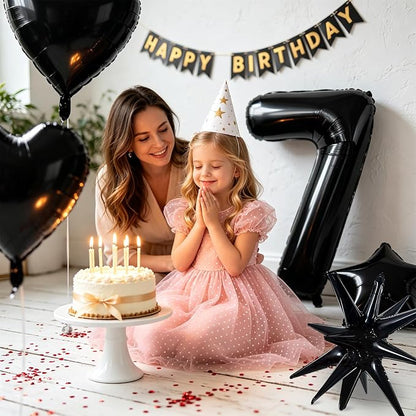 TONIFUL 7th Birthday Balloons Kit 40 Inch Black Large Number 7 Foil Balloon | - Image 3