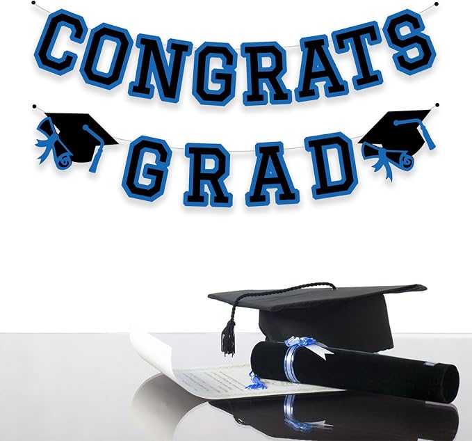 Congrats Grad Banner Graduation Party Banner Decoration Hanging Garland High - Image 3