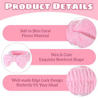 25 Pcs Pink Spa Headband Bulk, Elastic Makeup Headbands for Women, Soft Coral Fleece Hair Band for Washing Face, Cute Bow Hair Bands for Face Washing Shower Skin Care Yoga